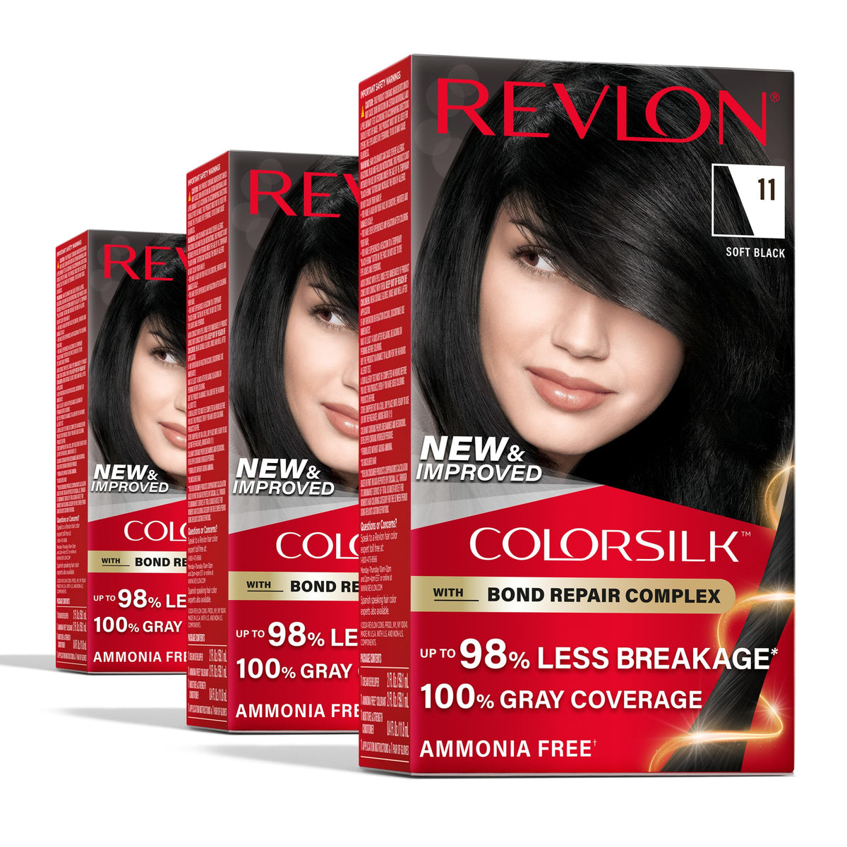 Revlon ColorSilk with Bond Repair Hair Color, 51 Light Brown, 3pk