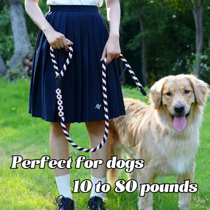 5FT Braided Cotton Rope Leash for Small, Medium and Large Dogs, Red & White Twist