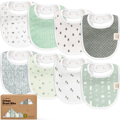 KeaBabies 8-Pack Organic Baby Bibs for Drooling and Teething (Sweet Charm)