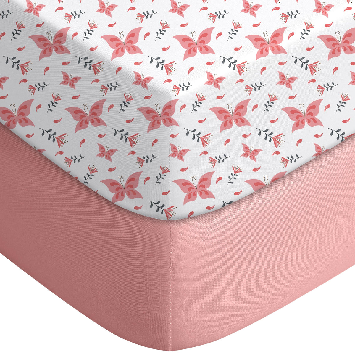 Yoofoss 2-Pack Baby Crib Sheets for Boys Girls 52x28 (Green+Leaf)