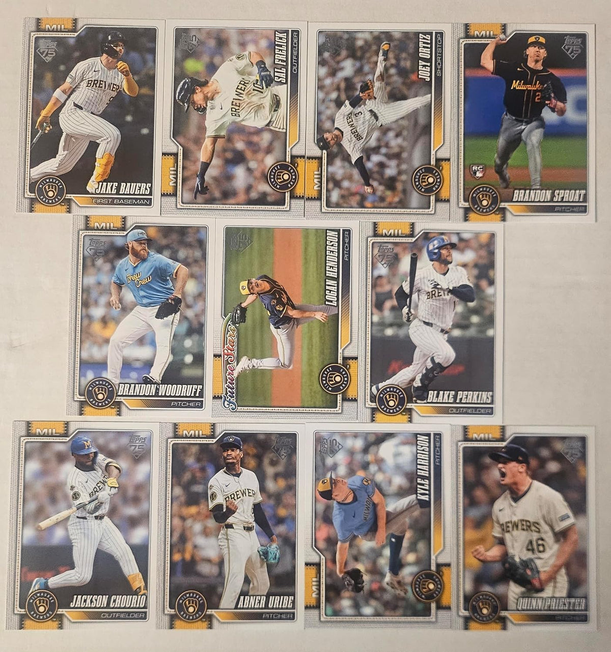 2026 Team Set Hand Collated Bagged Milwaukee 24 Card Topps Brewers Team Set Series 1 & 2