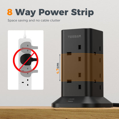 TESSAN Tower Extension Lead 5M with USB C Slots