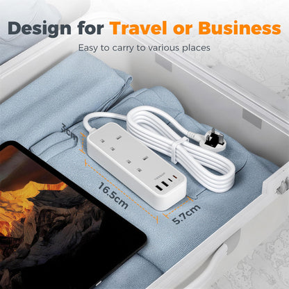 TESSAN 1.5M Extension Lead with PD 20W USB C Charger (4 USB Slots)