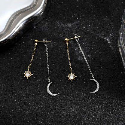 Moon and Star Dangle Earrings