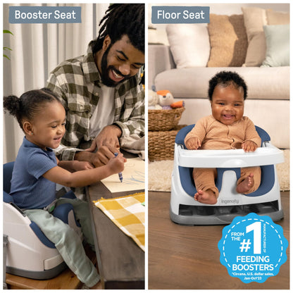 Ingenuity Baby Base 2-in-1 Booster Seat with Tray, Feeding & Floor Seat