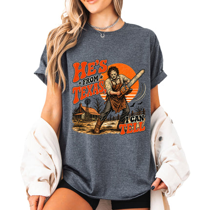 He’s from Texas I Can Tell Shirt, Retro Texas Chainsaw Horror Tee, Slasher Halloween T-Shirt