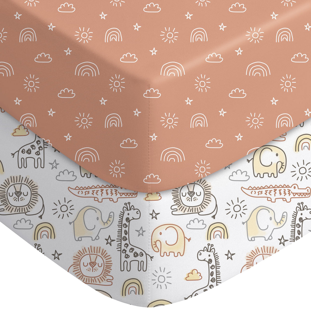 Yoofoss 2-Pack Baby Crib Sheets for Boys Girls 52x28 (Green+Leaf)
