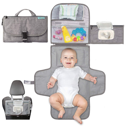 Kopi Baby Portable Diaper Changing Pad, Wipes Pocket, Classic Black Arrows