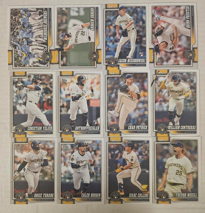 2026 Team Set Hand Collated Bagged Milwaukee 24 Card Topps Brewers Team Set Series 1 & 2