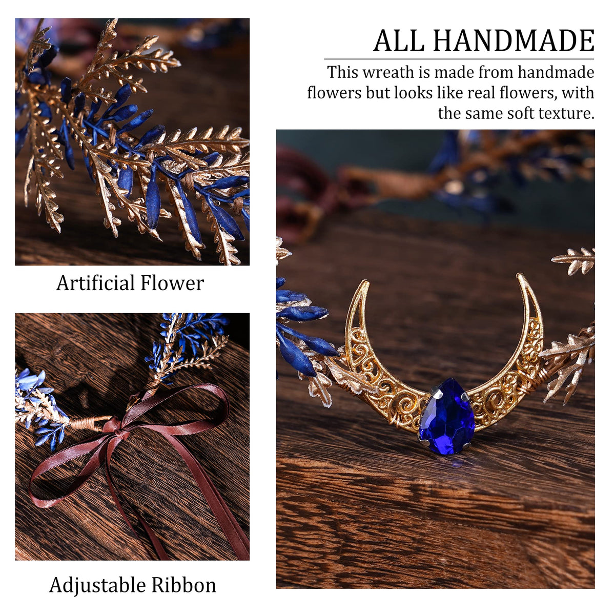 MOSTORY Renaissance Fairy Flower Crown, Woodland Elf Crown Headpiece