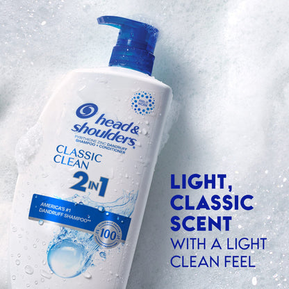 Head and Shoulders Classic Clean Anti-Dandruff 2 in 1 Paraben Free Shampoo and Conditioner, 32.1 fl oz