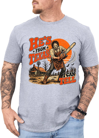 He’s from Texas I Can Tell Shirt, Retro Texas Chainsaw Horror Tee, Slasher Halloween T-Shirt