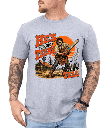 He’s from Texas I Can Tell Shirt, Retro Texas Chainsaw Horror Tee, Slasher Halloween T-Shirt