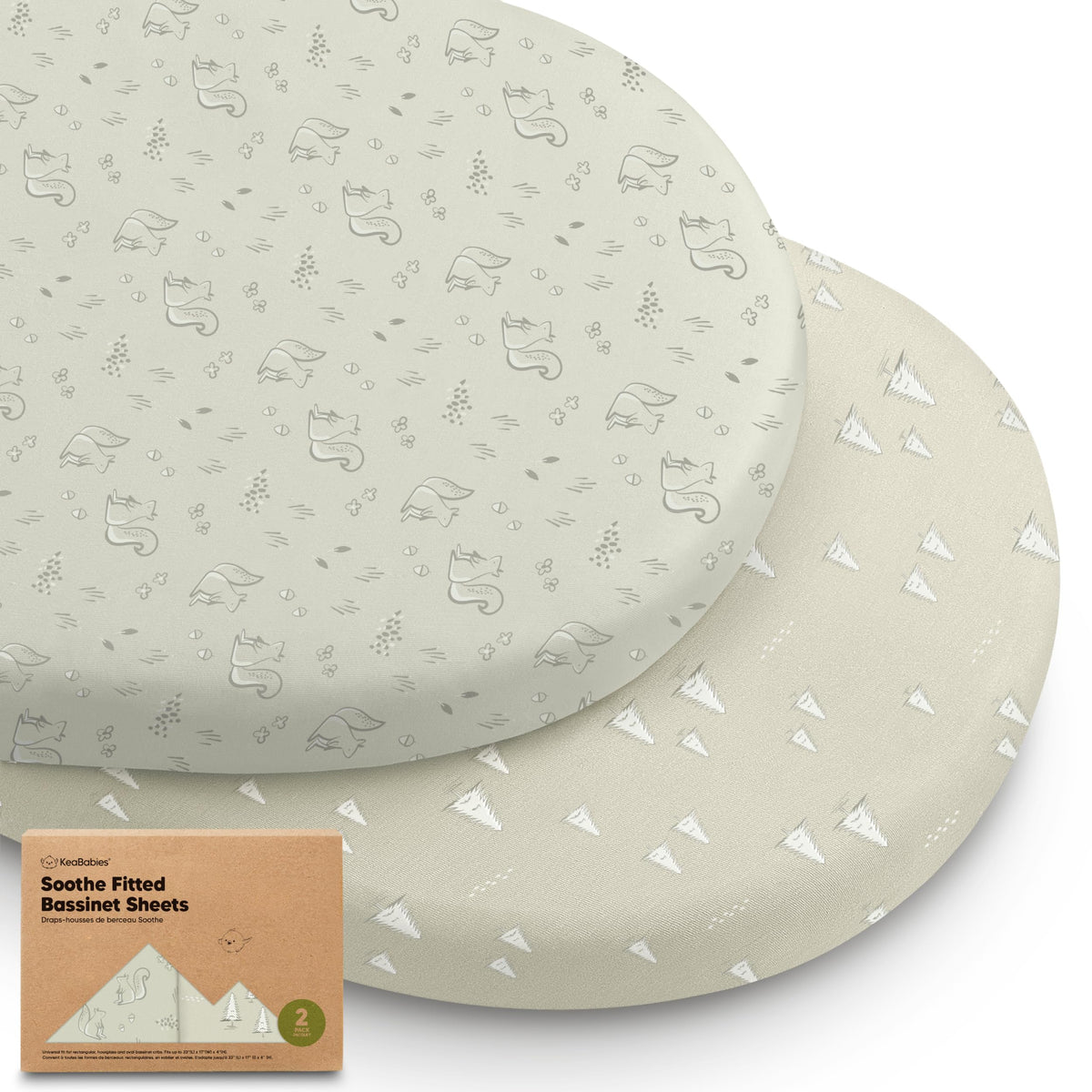 2pk Organic Baby Bassinet Sheets Boys, Girls, Fitted Sheet (Soft White)