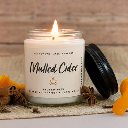 Wax & Wit Fall Candles for Home Scented – Apple, Cinnamon, Clove, Orange – Perfect Home Décor Gifts for Autumn, Holiday, Christmas, Winter - 9oz, Soy Wax, 50 Hour Burn