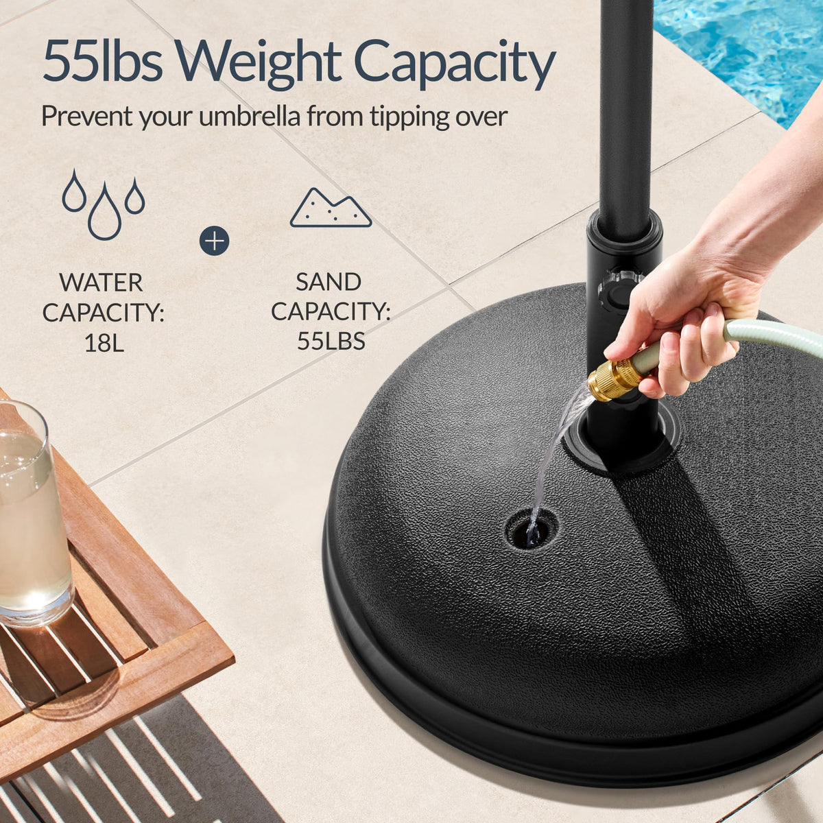 Best Choice Products Fillable Umbrella Base Stand Round Sunburst Plastic Patio Umbrella Base Stand, Pole Holder for Outdoor, Lawn w/ 55lbs Weight Capacity, Adjustment Knob