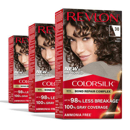 Revlon ColorSilk with Bond Repair Hair Color, 51 Light Brown, 3pk