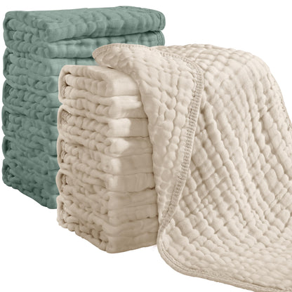Looxii Muslin Baby Burp Cloths, Absorbent Brup Rags 6 Pack Set for Baby
