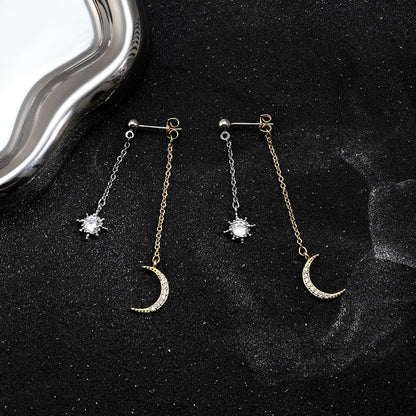 Moon and Star Dangle Earrings