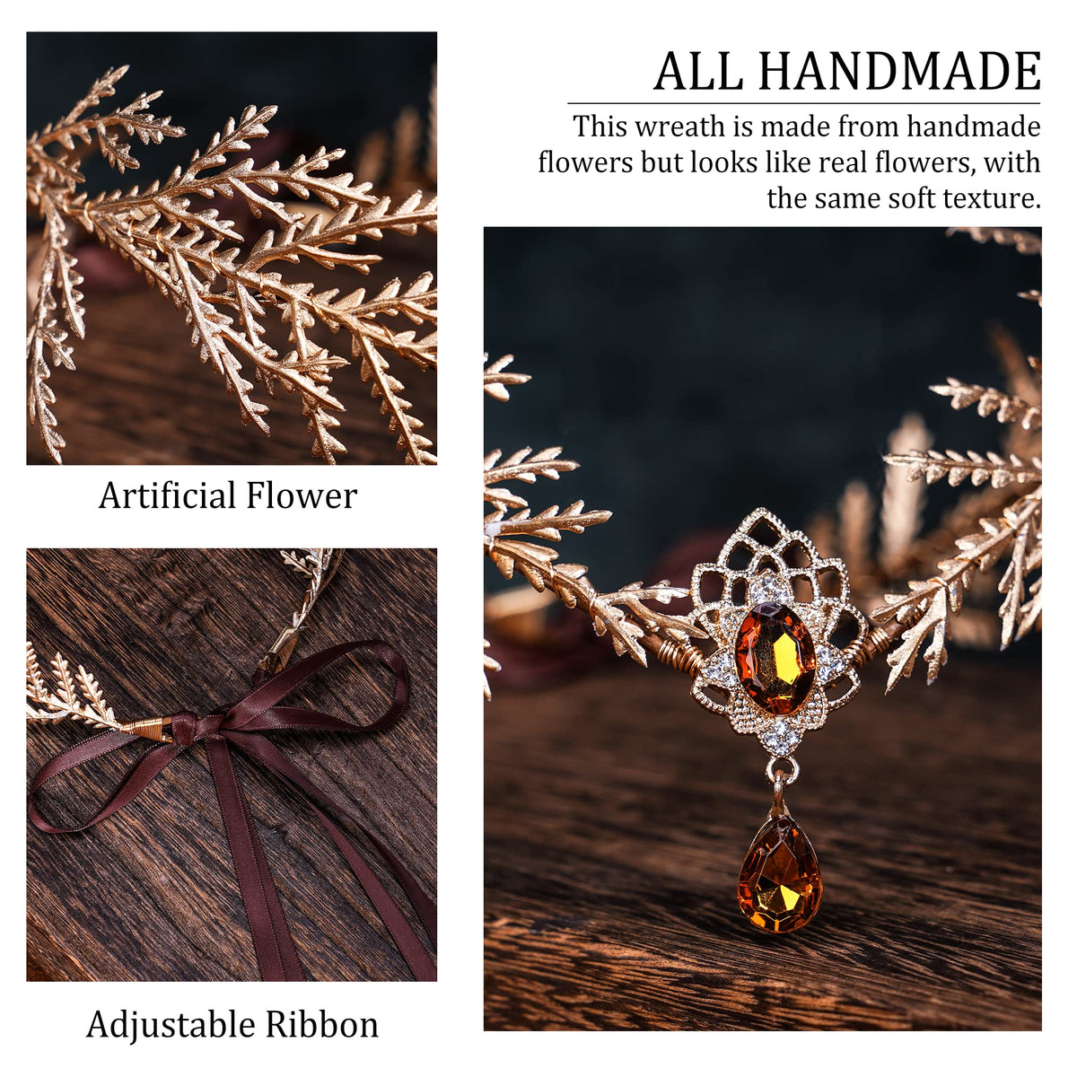 MOSTORY Renaissance Fairy Flower Crown, Woodland Elf Crown Headpiece