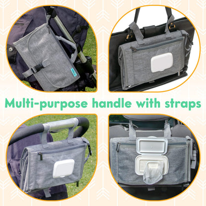 Kopi Baby Portable Diaper Changing Pad, Wipes Pocket, Classic Black Arrows
