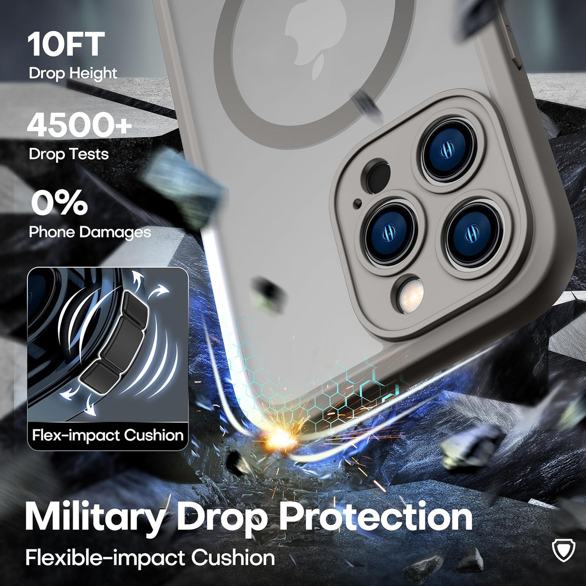 ImpactStrong Magnetic Guard Designed for iPhone 17 Air Case [Camera Protection] [Military Grade Drop Tested] [Compatible with MagSafe] Slim Translucent Matte Phone Case (6.6") - Navy Blue