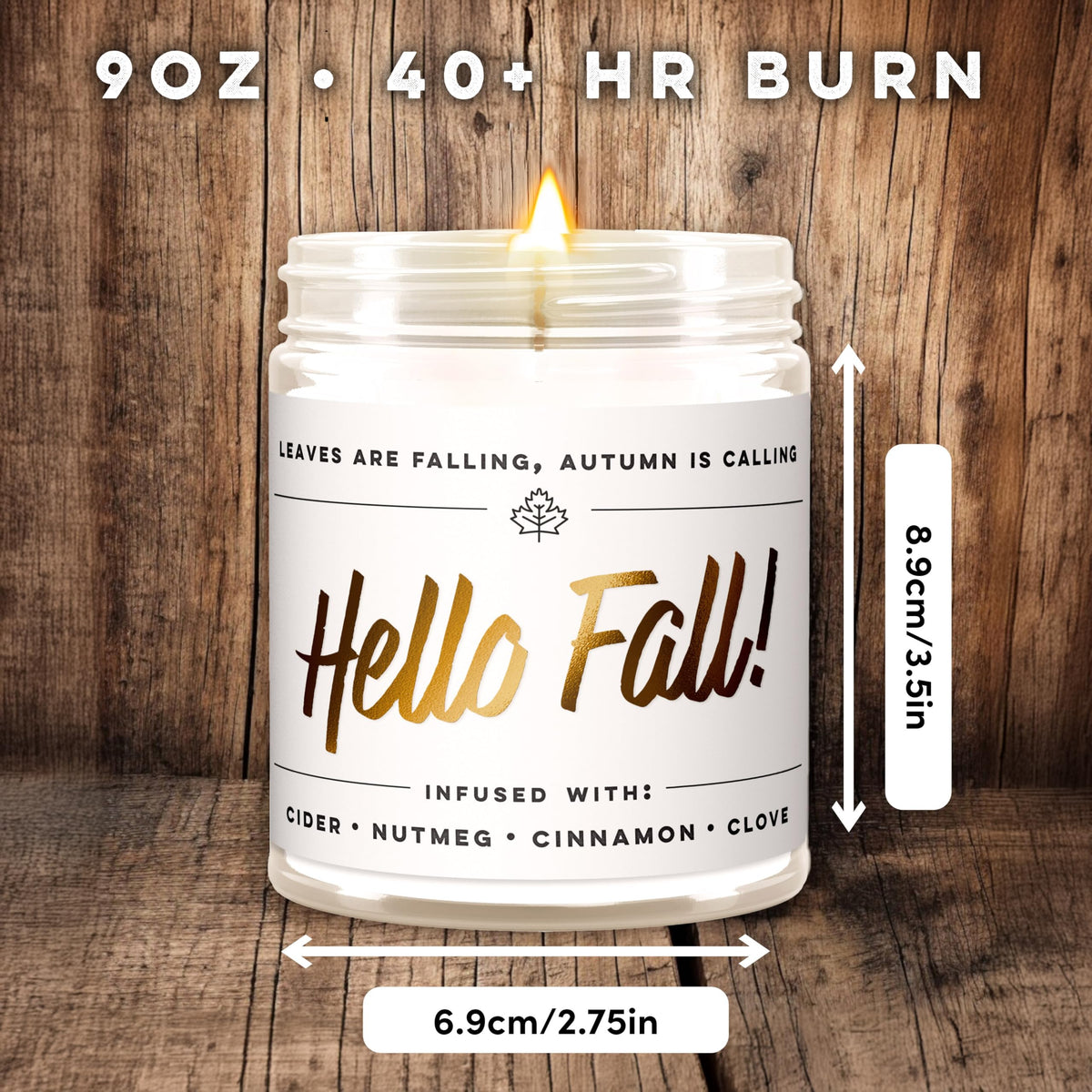 Wax & Wit Fall Candles for Home Scented – Apple, Cinnamon, Clove, Orange – Perfect Home Décor Gifts for Autumn, Holiday, Christmas, Winter - 9oz, Soy Wax, 50 Hour Burn