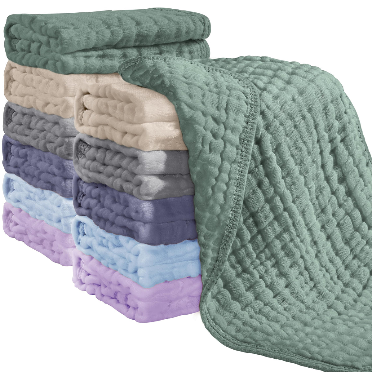 Looxii Muslin Baby Burp Cloths, Absorbent Brup Rags 6 Pack Set for Baby