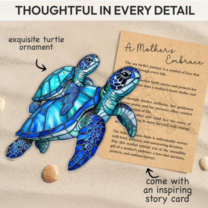 Sea Turtle Gift for Women, Mom & Daughter Christmas Ornament with Card
