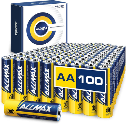 Allmax AA (LR6) Maximum Power Alkaline Batteries (100 Count) – 1.5V