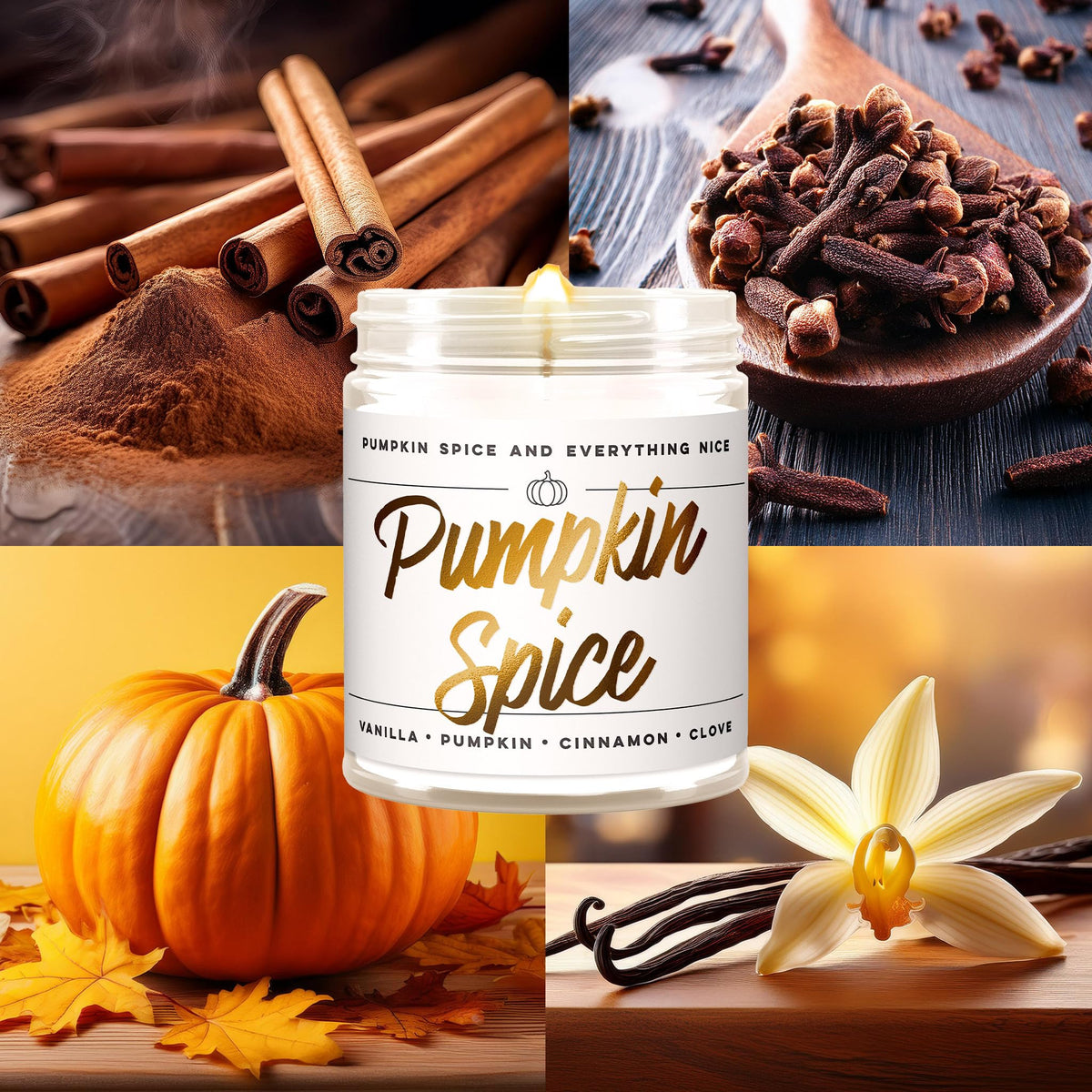 Wax & Wit Fall Candles for Home Scented – Apple, Cinnamon, Clove, Orange – Perfect Home Décor Gifts for Autumn, Holiday, Christmas, Winter - 9oz, Soy Wax, 50 Hour Burn