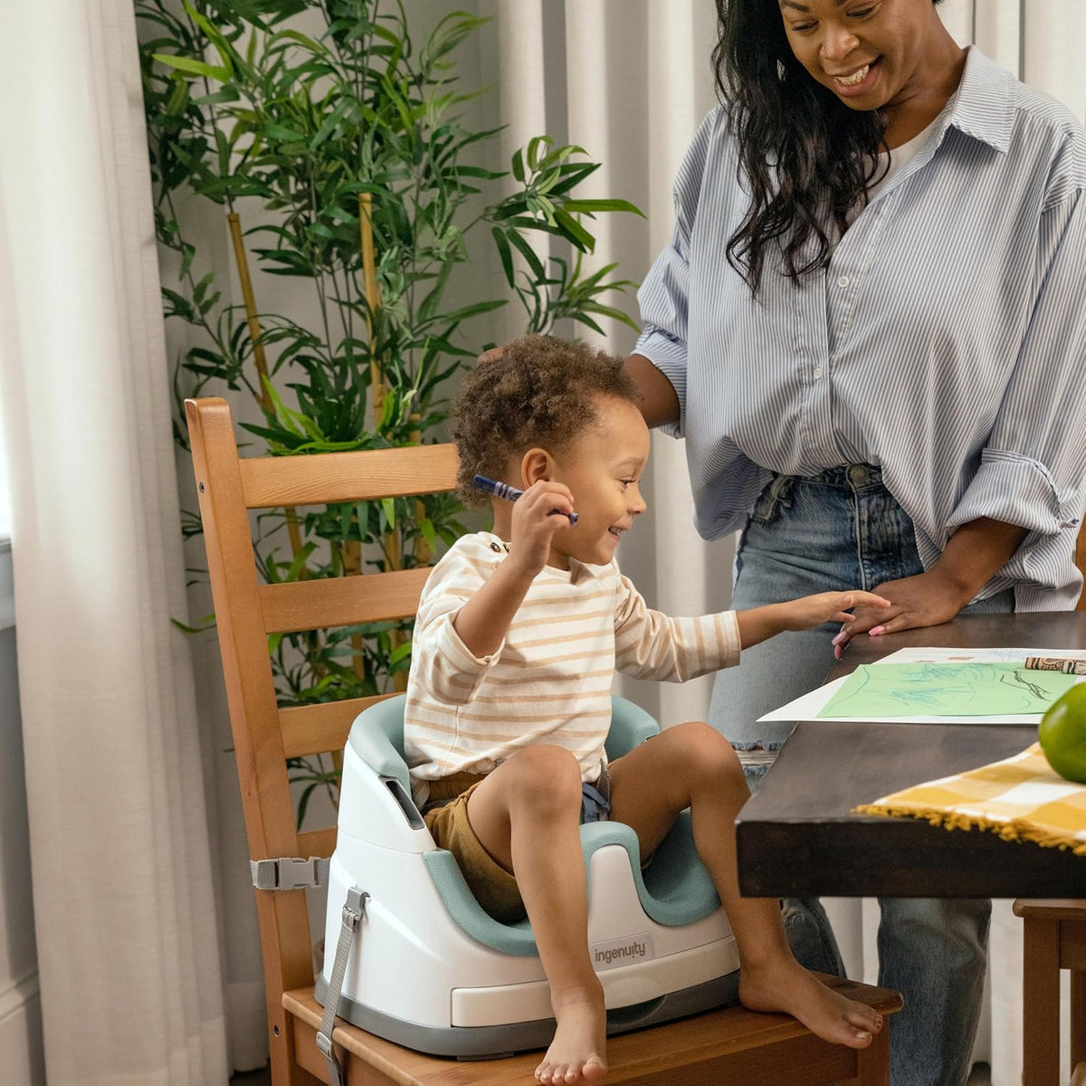 Ingenuity Baby Base 2-in-1 Booster Seat with Tray, Feeding & Floor Seat
