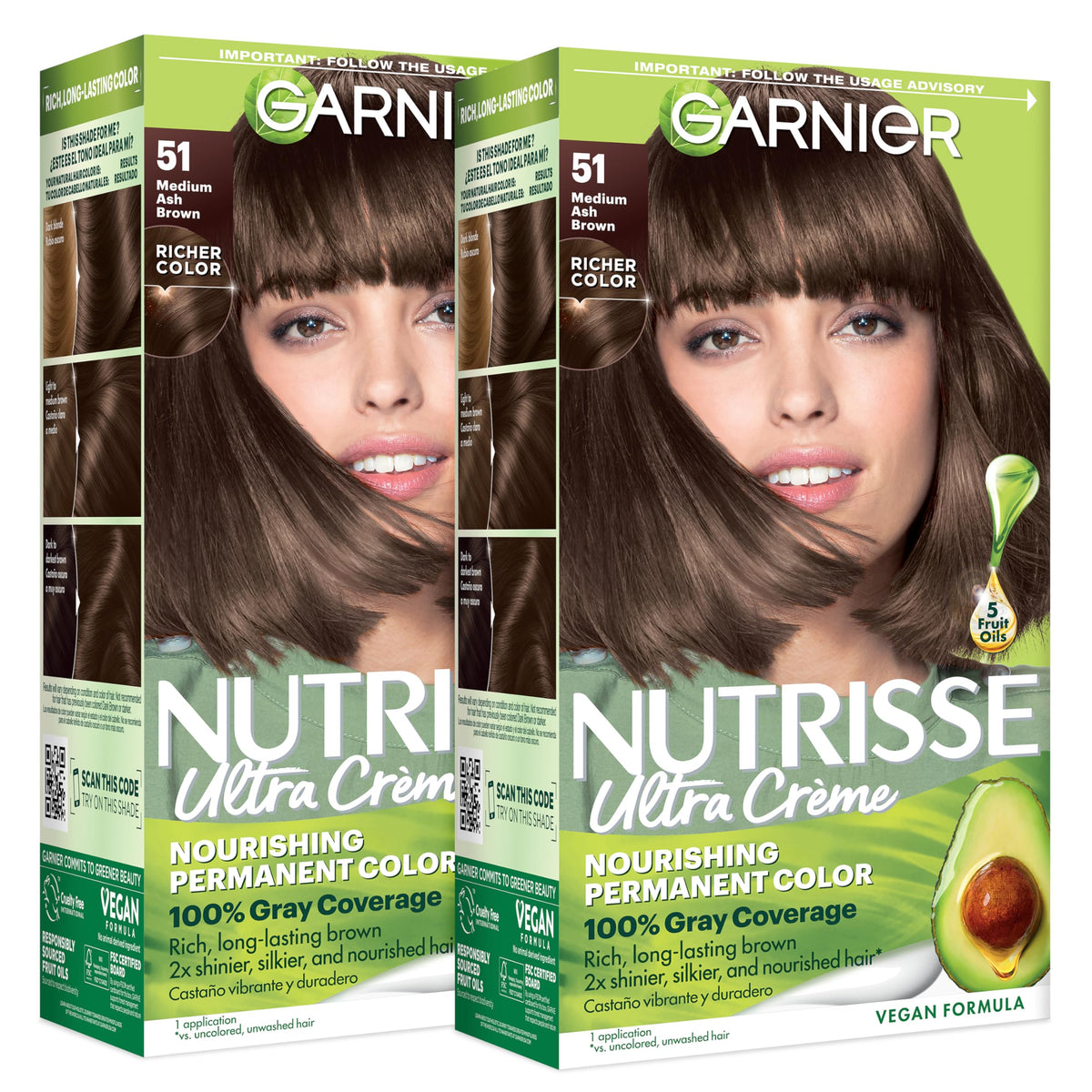 Garnier Nutrisse Ultra Crème Hair Color, 33 Darkest Golden Brown, 1 Count