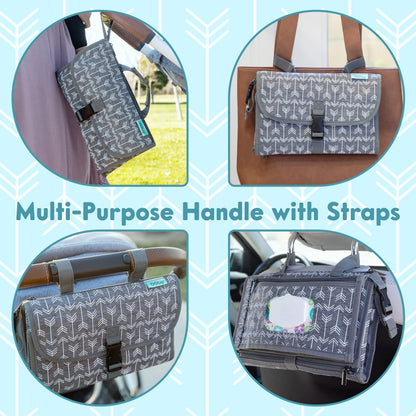 Kopi Baby Portable Diaper Changing Pad, Wipes Pocket, Classic Black Arrows