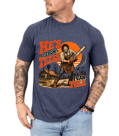 He’s from Texas I Can Tell Shirt, Retro Texas Chainsaw Horror Tee, Slasher Halloween T-Shirt