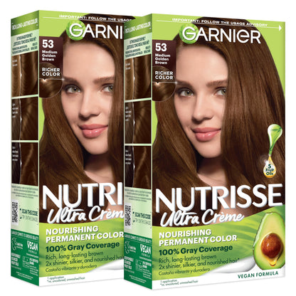 Garnier Nutrisse Ultra Crème Hair Color, 33 Darkest Golden Brown, 1 Count
