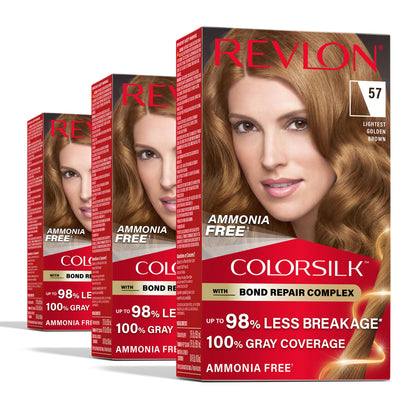 Revlon ColorSilk with Bond Repair Hair Color, 51 Light Brown, 3pk