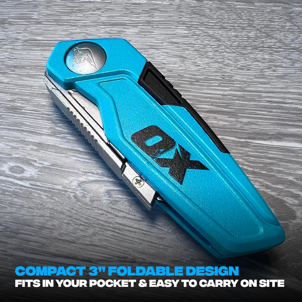 OX TOOLS P224301 Pro Heavy Duty Fixed Blade Folding Knife, Blue / Black