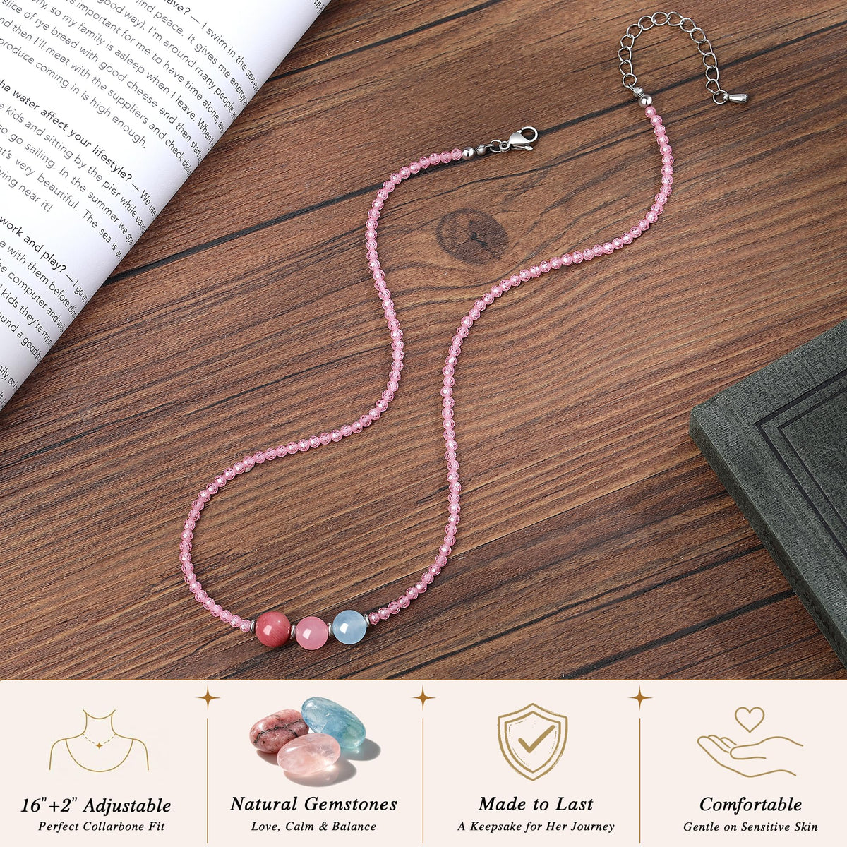 Healing Crystal Beaded Necklaces for Women Christmas Gift