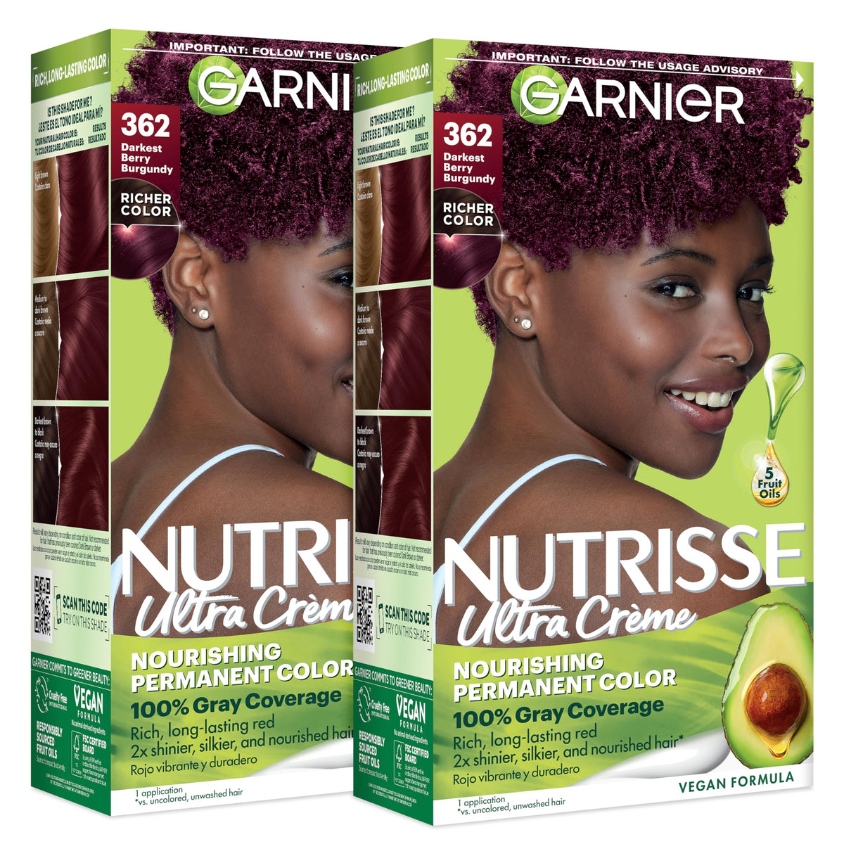 Garnier Nutrisse Ultra Crème Hair Color, 33 Darkest Golden Brown, 1 Count