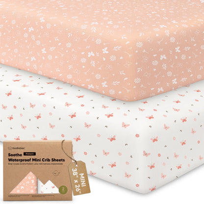 2pk Mini Crib Sheets Fitted 38x26 Pack N Play Mattress Sheet (Bumble Bear)