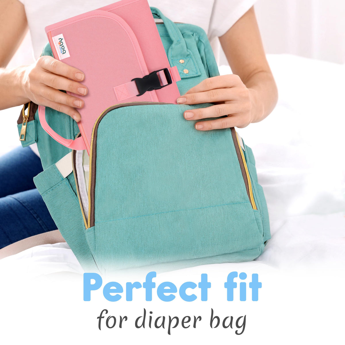 Kopi Baby Portable Diaper Changing Pad, Wipes Pocket, Classic Black Arrows