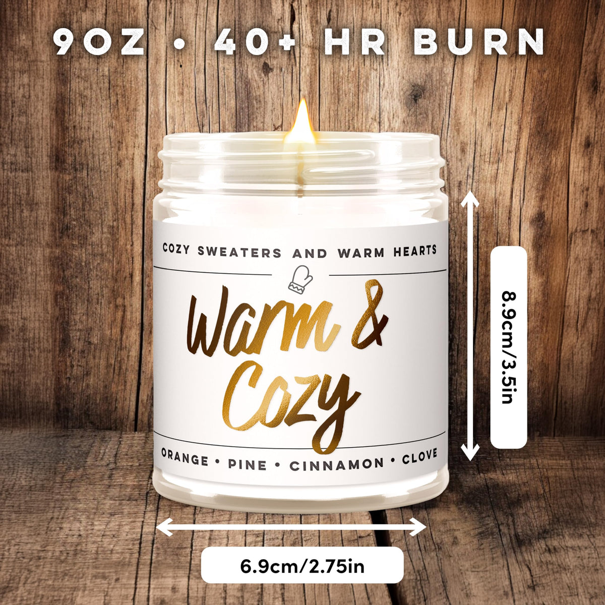 Wax & Wit Fall Candles for Home Scented – Apple, Cinnamon, Clove, Orange – Perfect Home Décor Gifts for Autumn, Holiday, Christmas, Winter - 9oz, Soy Wax, 50 Hour Burn