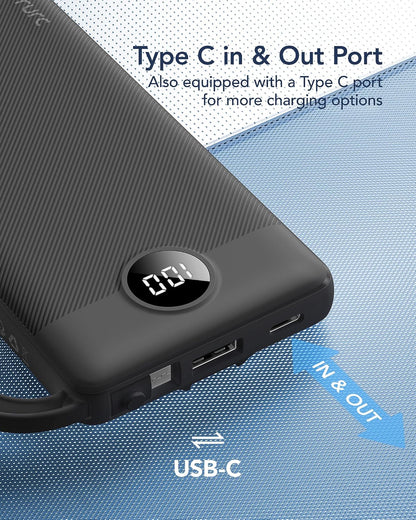 VRURC Portable Charger, Built in 4 Cables & Lanyard Power Bank 10000mAh