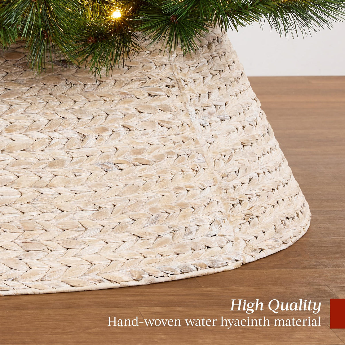 Best Choice Products 36in Christmas Tree Collar, Woven Hyacinth 3-Piece Holiday Rattan Tree Skirt Accessory for Home w/Cord Cut-Out - Chestnut