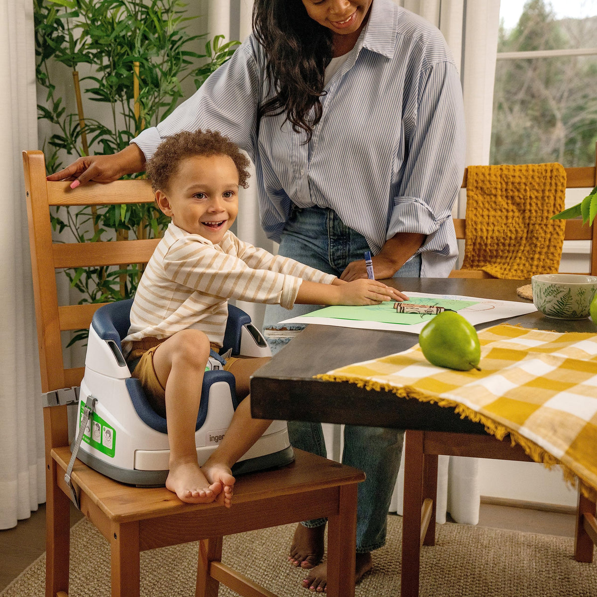 Ingenuity Baby Base 2-in-1 Booster Seat with Tray, Feeding & Floor Seat